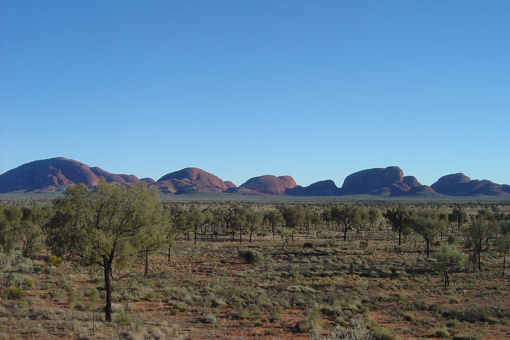 Kata Tjuta domes rising from desert scrub, Northern Territory
