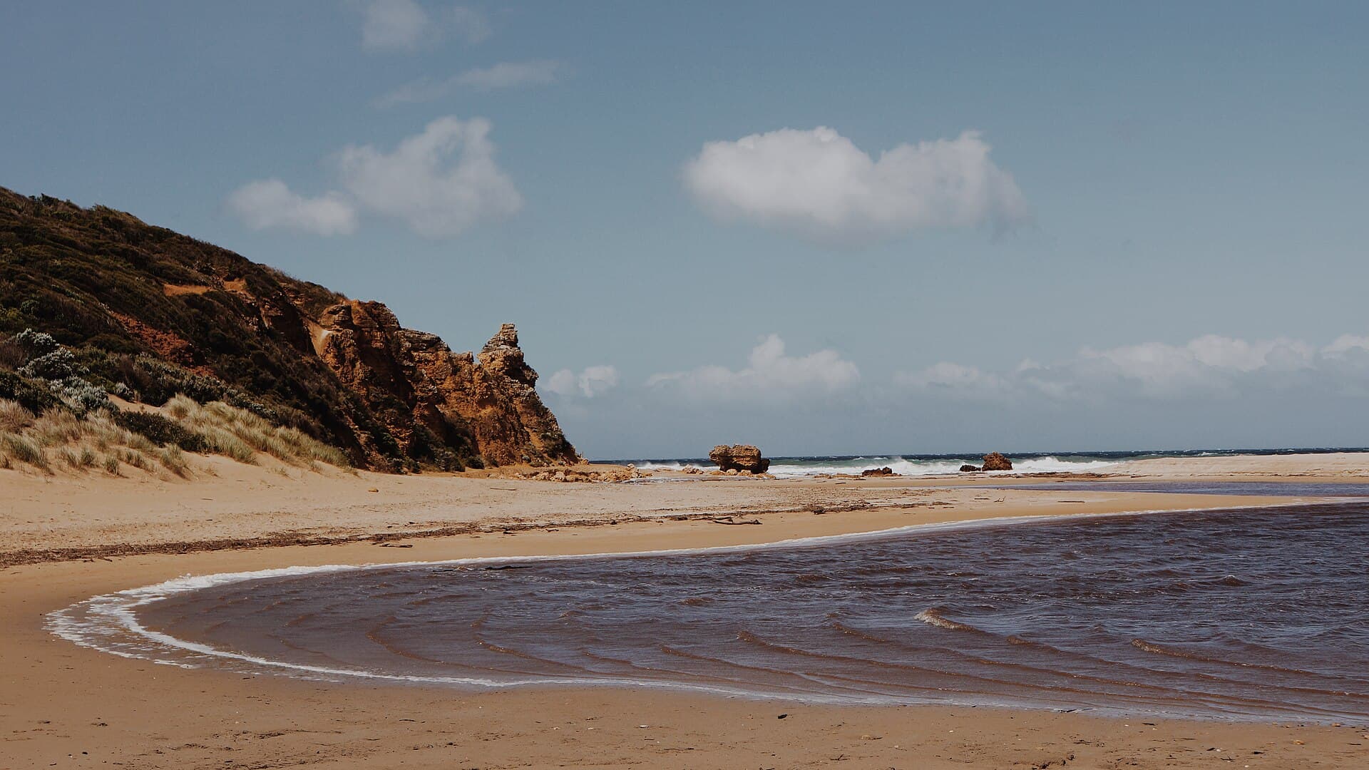 Coastal cliffs and limestone stacks along the Great Ocean Road, Victoria